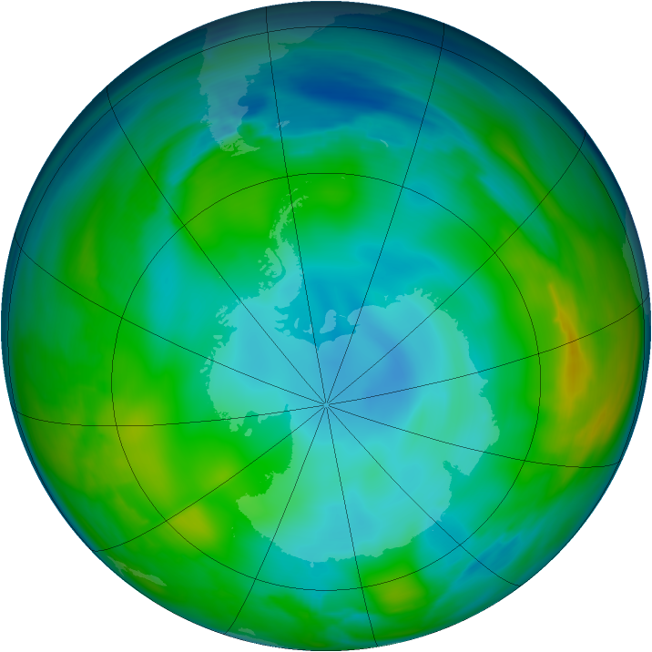 Antarctic ozone map for 10 June 2005